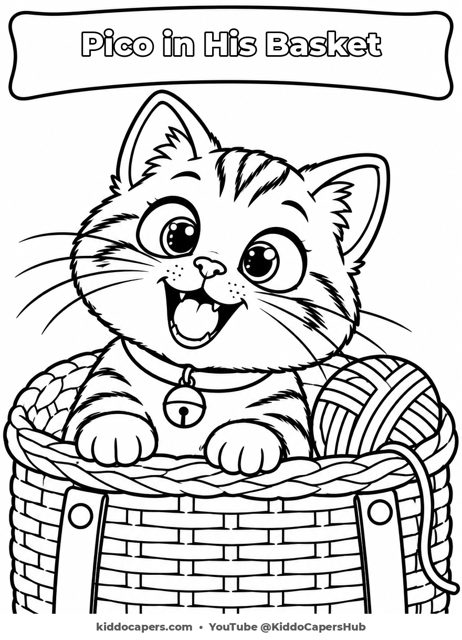 Pico in His Basket colouring page